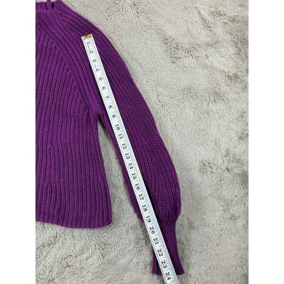 APIECE APART Purple Mock Neck Balloon Sleeve Knit Sweater Cashmere Blend XS $395 - Picture 9 of 10